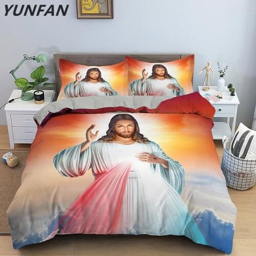 Jesus Christ Bedding Set Soft Microfiber Duvet Cover Comforter Cover Queen King Size Bedclothes With Pillowcases Set