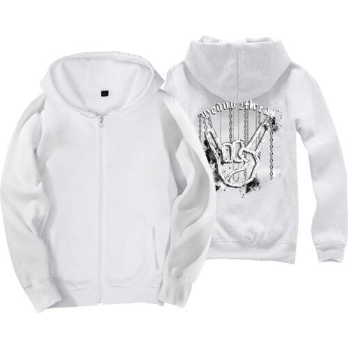 Corna Horned Hand Heavy Metal Splash Art Devils Rock Roll Man Boy Coat Full Zip Hoodie Fleece Hooded Jacket Autumn Winter