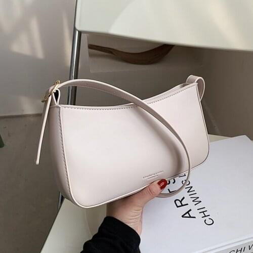 Cute Solid Color Small PU Leather Shoulder Bags For Women 2021 Summer Simple Handbags And Purses Female Designer Bag