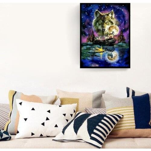 5D Cat Clock Wolfs Full Diamond Painting Art Full Drill Embroidery Cross Stitch Kits Decor Home Wall Decor