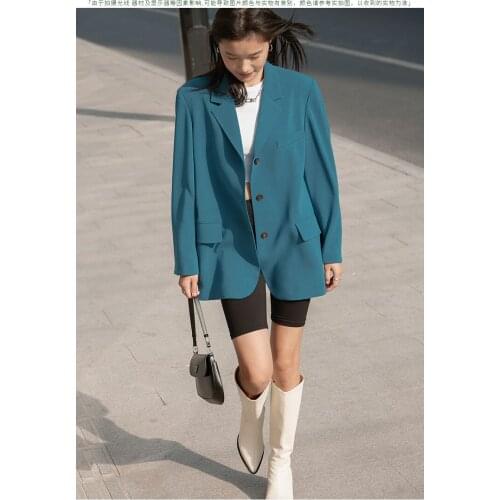 2021 Spring New Korean Version Web Celebrity Loose Jacket Straight Tube Temperament Commuter Suit Jacket Female