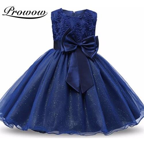 Prowow Princess Girl Dress Bowknot Kids Dresses Summer Tutu Dress For Childrens Clothes Female Wedding Party Girl Evening Dress