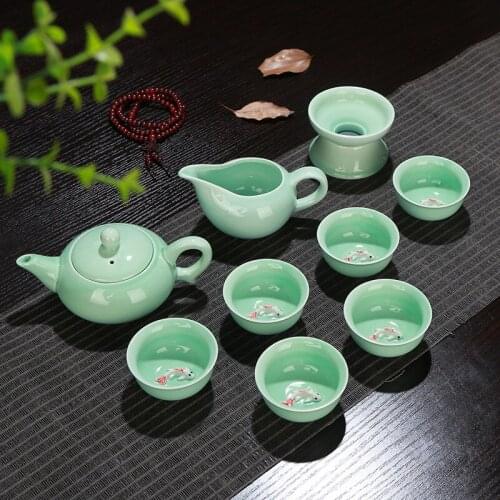 High-quality Celadon Kung Fu tea set Teapot Cup Gift Set Retro Home Decoration for business gift