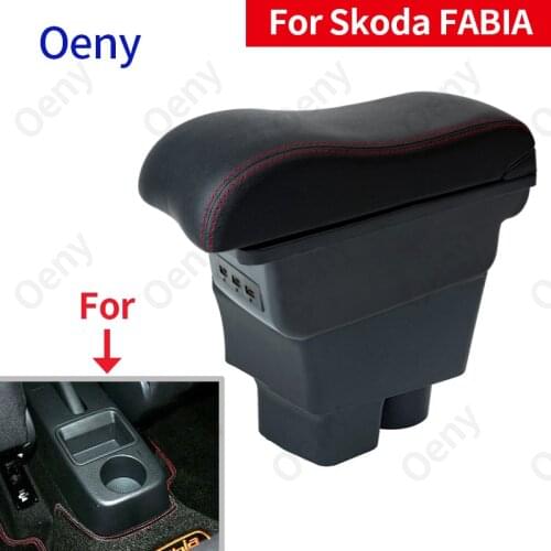 For Skoda FABIA Armrest 2008-2014 Car Armrest box center Interior Parts Retrofit parts Storage box auto accessories with USB LED