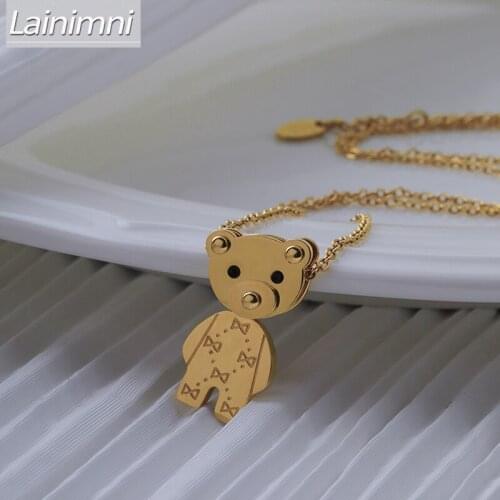 Little Bear Pendant Gold Necklace for Women Fashion Stainless Steel Korean Style Fashion Party Jewelry Wholesale Items 2021