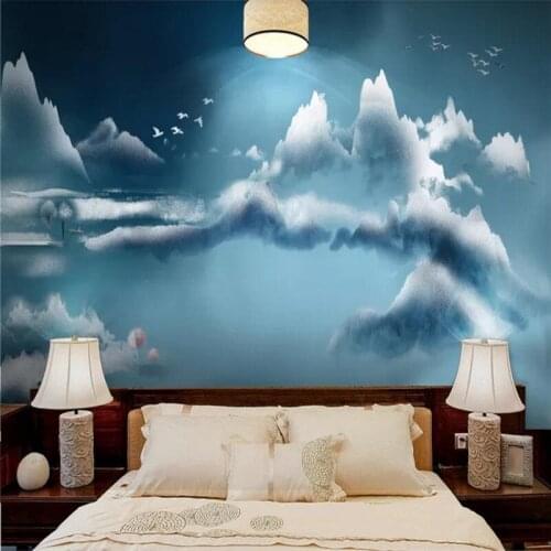 Custom wallpaper ink landscape background wall new Chinese mountain ink dot decoration - high-grade waterproof material