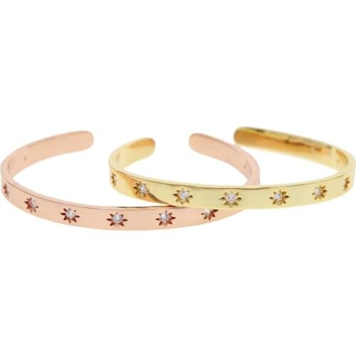 Hot Fashion star flower Women Bracelets & Bangles Open Cuff Design 2Colors Crystal cz Bracelets for Womens elegant Wedding Gift