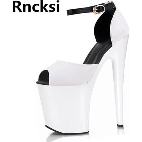 Rncksi Women Peep Toe Wedding Party Girl Sexy 17cm High Heels Lady Sandals Sexy Platform Sandals Pole Dance Party Dress Sandals