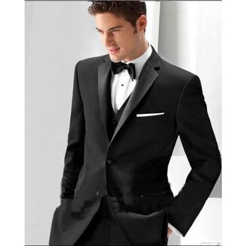 Groom Tuxedos Best man Suit Wedding Groomsman Men Suits Bridegroom black(Jacket+Pants+Tie+Vest)custom made tuxedo dress vest men