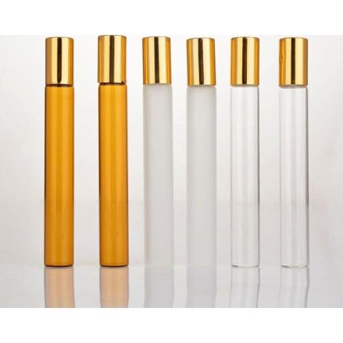 10ml Gold lid Glass Bottle Roll On Empty Fragrance Perfume Essential Oil Bottles F20172257