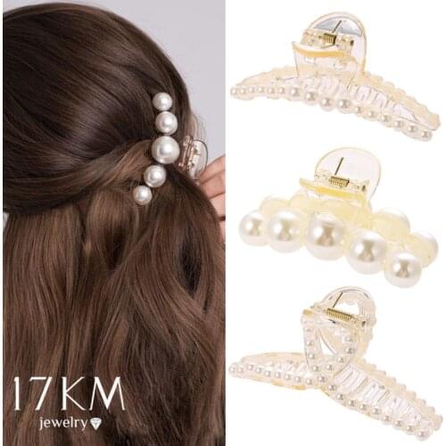 2021 Trend Big Pearl Hair Claws For Woman Girls Barrette Hair Clips Crab Hair Accessories Hairpins Female Ornament Hairgrip