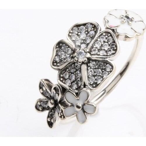 925 Sterling Silver Pan Ring Shimme Ring Bouquet Flower Ring For Women Engagement Party Gift Lady Fashion Jewelry
