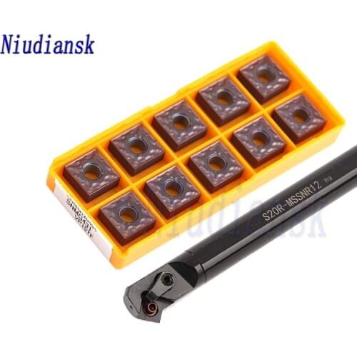 10pcs Square Carbide Inserts SNMG1204 1pc S20R-MSSNR12 Internal Turning Tool Holder S25S-MSSNR12 CNC Lathe Tool MSSNL Lathe Suit