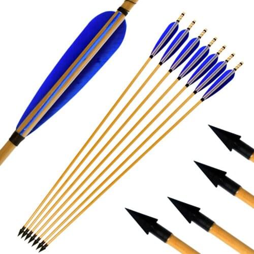 6/12pcs Archery Arrows Handmade 80cm Wooden Broadheads Arrows Bolts For Recurve Bow/Composite Bow Hunting Archery