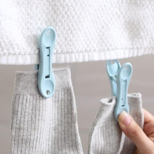 6pcs/lot Two-headed plastic clip windproof clothes-holder household trumpet clip