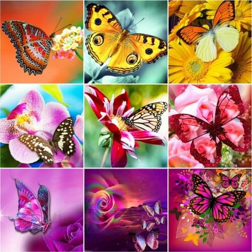 AZQSD Diamond Embroidery Butterfly Flower Mosaic Picture Of Rhinestones Diamond Painting Animal Cross Stitch Handmade Home Decor