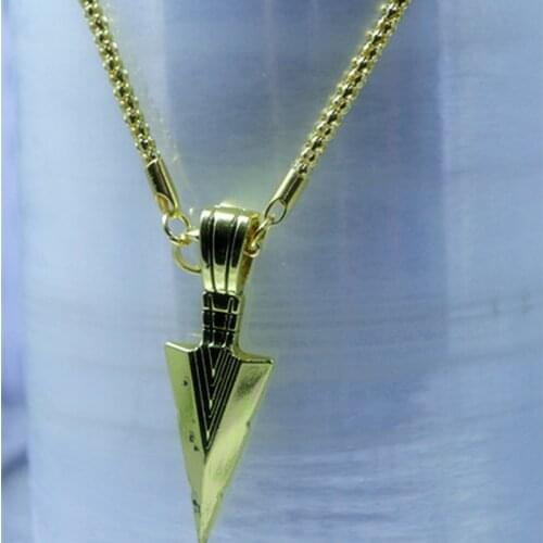 2020 Christmas Halloween Matte Black Long Necklace with Arrow Pendant Jewelry Chain Hip Hop Punk Rock Halloween Gift