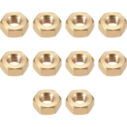 Uxcell 10Pcs Nuts M8 Metric Brass Hexagon Hex Nut Gold Tone Fasteners Hardware For Mechanically Joining Materials Together Nut