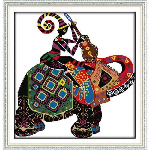 Joy Sunday the National Elephant Printed Canvas DMC Counted DIY Chinese Cross Stitch Kits printed Cross-stitch set Embroidery