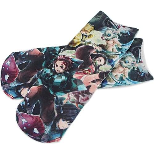 ZF1872 1pair Fashion Anime Demon Slayer Personality Funny Anime Socks Fashion Cartoon Comfortable Unisex Sock