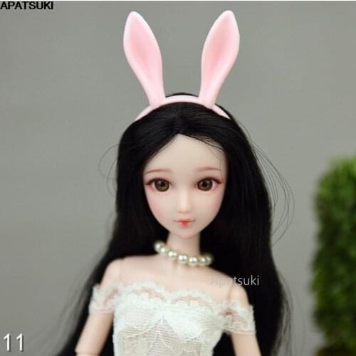 Pink Rabbit Ear Headwear Headband Plastic Tiara For Barbie Doll Accessories Hairwear Hair Accessories For 1/6 Dolls DIY Toys