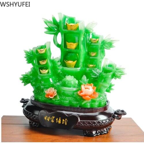 Chinese style Resin Home Gift Imitation jade bamboo crafts for Office Ornaments Business Gift lucky town house opening