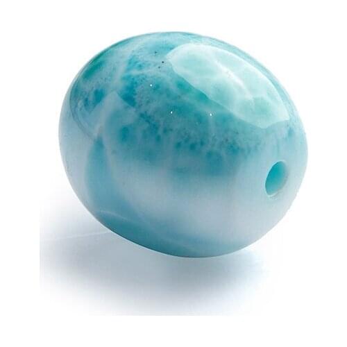 Genuine Blue Natural Larimar Gems Stone Healing Crystal Barrel Shape Necklace Fashion Pendant 21x15mm