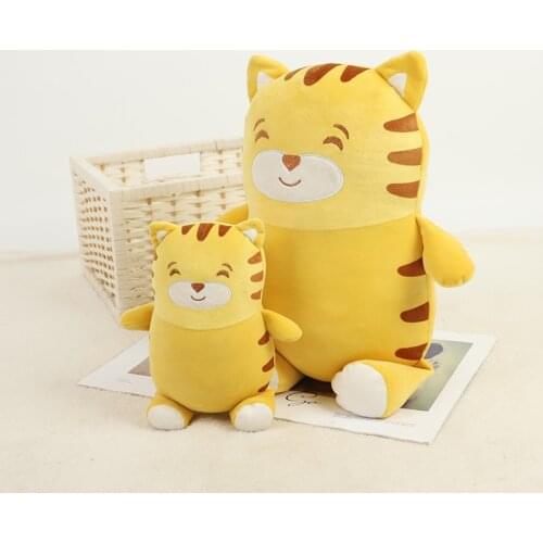 20cm-60cm Kawaii Smile Tiger Plush Toy Soft Stuffed Cartoon Animal Pillow Baby Sleep Toy Birthday Gift For Children Home Decor