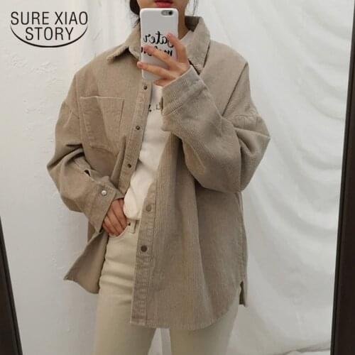 Plus Size Korean Loose Corduroy Jacket Women 2021 Autumn Casual Cardigan Women Clothing Winter Tops Coats and Jackets 11537