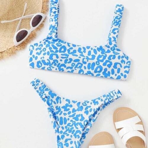 Sexy Micro Bikini 2021 Women Orange Leopard Push Up Padded Thong Swimsuit Female Cut Out Bathing Suit Swimwear Trajes De Bano