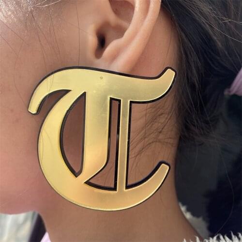 Noelia Custom 26 Letters Earrings Acrylic Exaggerated Large Earrings Old English initials Custom Earrings Fashion Jewelry