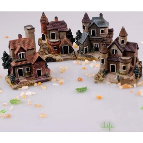 Random Style Resin Mini Fairy Garden Miniature Thatched House Landscape Micro Decor Ornament