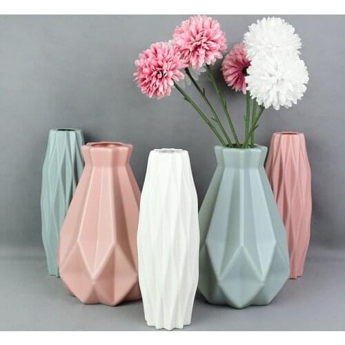 Modern Plastic Vases Home Decor European Imitation Ceramic Rattan Flower Arrangement Nordic Wedding Decor Simplicity Basket