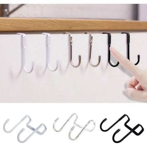 Steel Non-Perforated Non-marking S-Shaped Bathroom And Behind Kitchen Hook Double Door For Hanging Coat Hook Hat