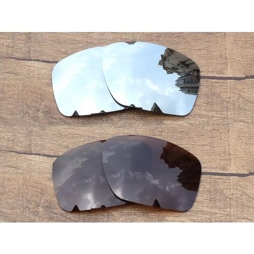 Vonxyz 2 Pairs Chrome Mirror & Bronze Brown Polycarbonate Replacement Lenses for-Oakley Big Taco Frame