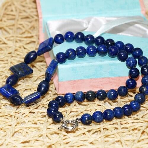 High-grade Lapis lazuli natural stone beautiful round beads diy European Jewelry Necklace making 18 inch A07
