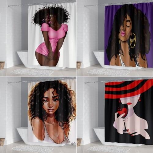 African woman japanese shower curtain leaves shower curtain african american shower curtain sunflower bathroom set For bathroom