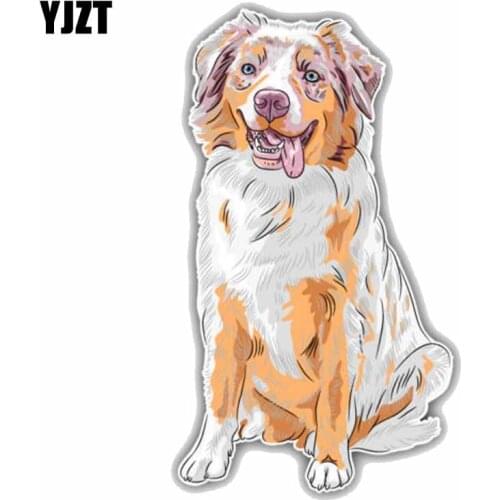 YJZT 8.3CMx15CM Australian Shepherd Dog Cartoon Fashion Car Decoration Sticker C1-9085