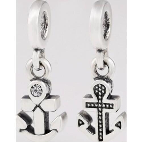 Original 925 Sterling Silver Charm Creative Boat Anchor Pendant Fit Pandora Women Bracelet & Necklace Diy Jewelry