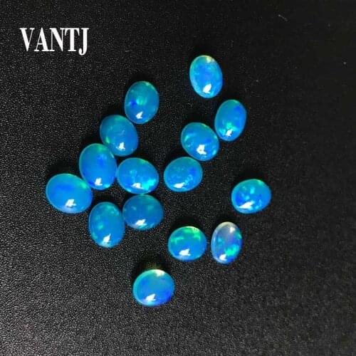VANTJ Real Natural Blue Opal Loose Gemstones 1PC Oval Concave Cut Good Quality Precious forSilver Gold Diy Jewelry Women Gift