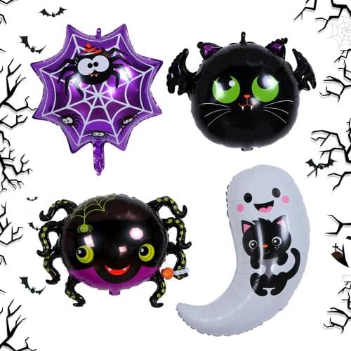 1Pc Cartoon Spider Shaped Balloon Halloween Party Decoration Halloween Aluminum Film Balloons Children Inflatable Toy Gift