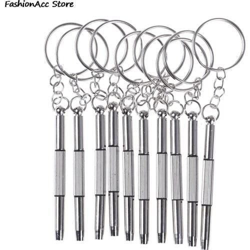 10Pcs Portable 3 in 1 Keychain Screwdriver Eyeglass Sunglasses Watch Repair Kit Tool