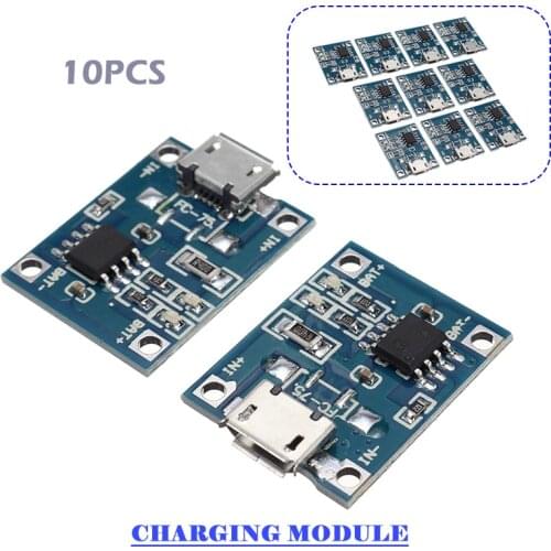 10pcs/lot 4.2V Micro USB Lithium Battery Charging Board Charger Module 1A TP4056 Charging Chip Protection Dual Function