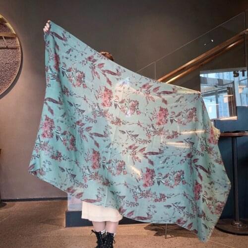 Floral Print 100% Cashmere Scarf Wraps Women Winter Pashmina Shawl Foulard 200*100cm