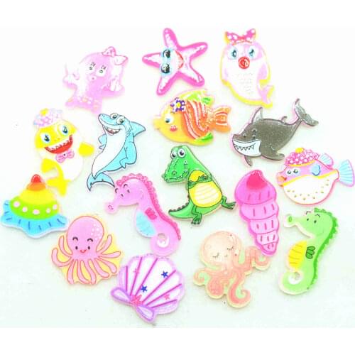 20PCS Randomly Mixed Acrylic Cartoon Marine Animal Embellishments,Home Scrapbooking Cabochons