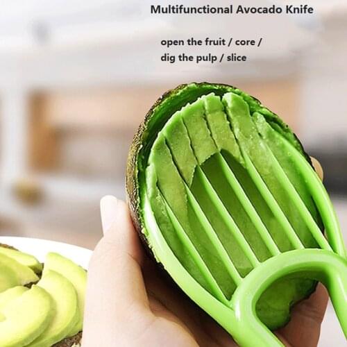 3 In 1 Avocado Slicer Shea Corer Butter Fruit Peeler Cutter Pulp Separator Plastic Knife Kitchen Vegetable Tools Kitchen Gadgets