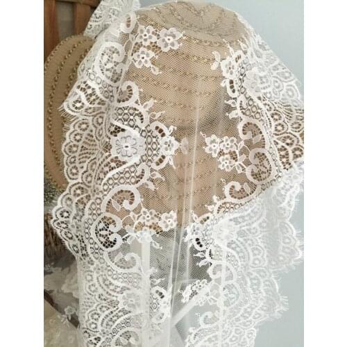 3 Yards Off White Eyelash Chantill Lace Trim for Sewing Craft Supplies Wedding Table Runner Bouquet Ceremony 37 cm Wide