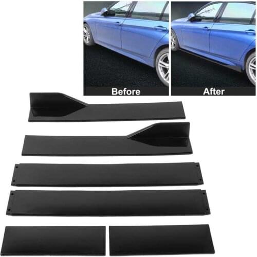 6pcs Side Skirt Extensions Winglet Splitters Lip Glossy Black Universal for Car Modification Accessories