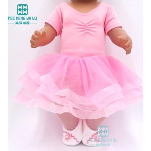 Baby clothes for doll fit 43cm new born doll and american doll pink ballerina princess dress