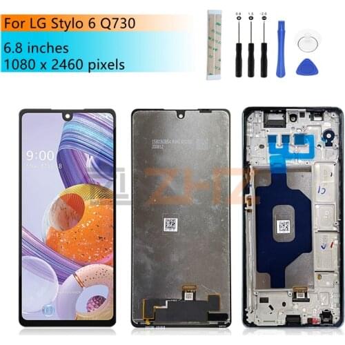 For LG Stylo 6 LCD Display Touch screen Digitizer Assembly With Frame For LG Q730 Screen Replacement Repair Parts 6.7"